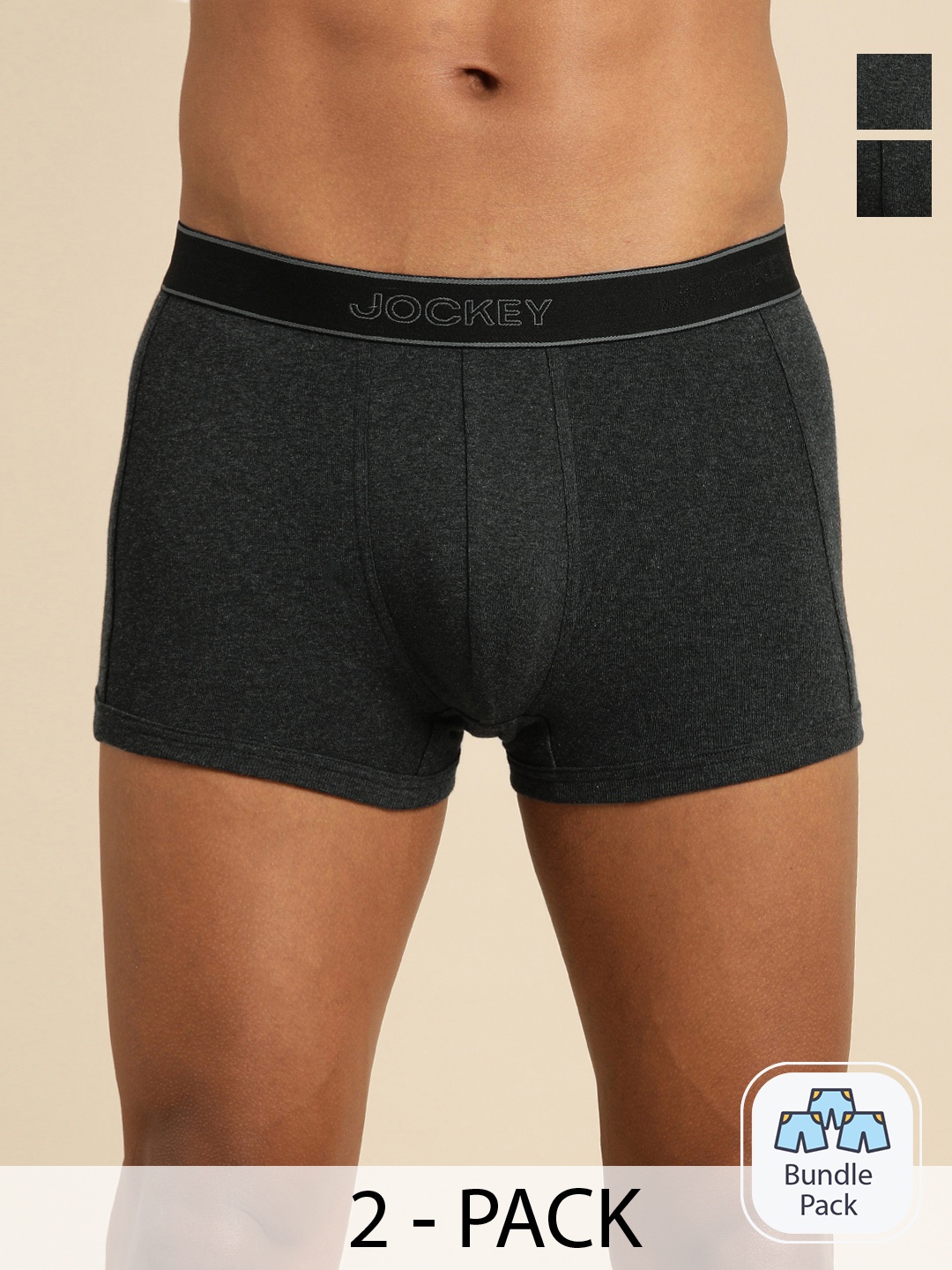 

Jockey Pack Of 2 Pure Cotton Short Trunks, Black
