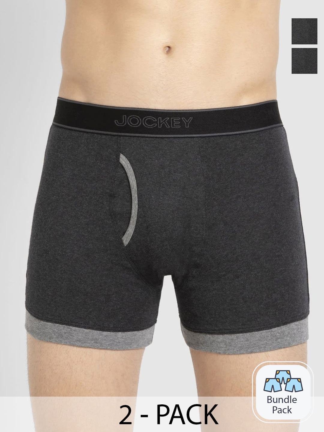 

Jockey Men Pack Of 2 Cotton Outer Elastic Trunk 13347020-2, Charcoal