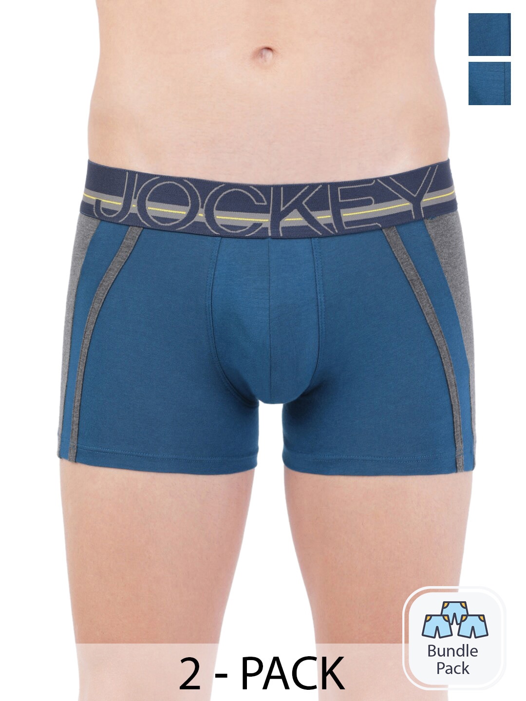 

Jockey Men Pack Of 2 Cotton Outer Elastic Trunk 16974116-2, Navy blue