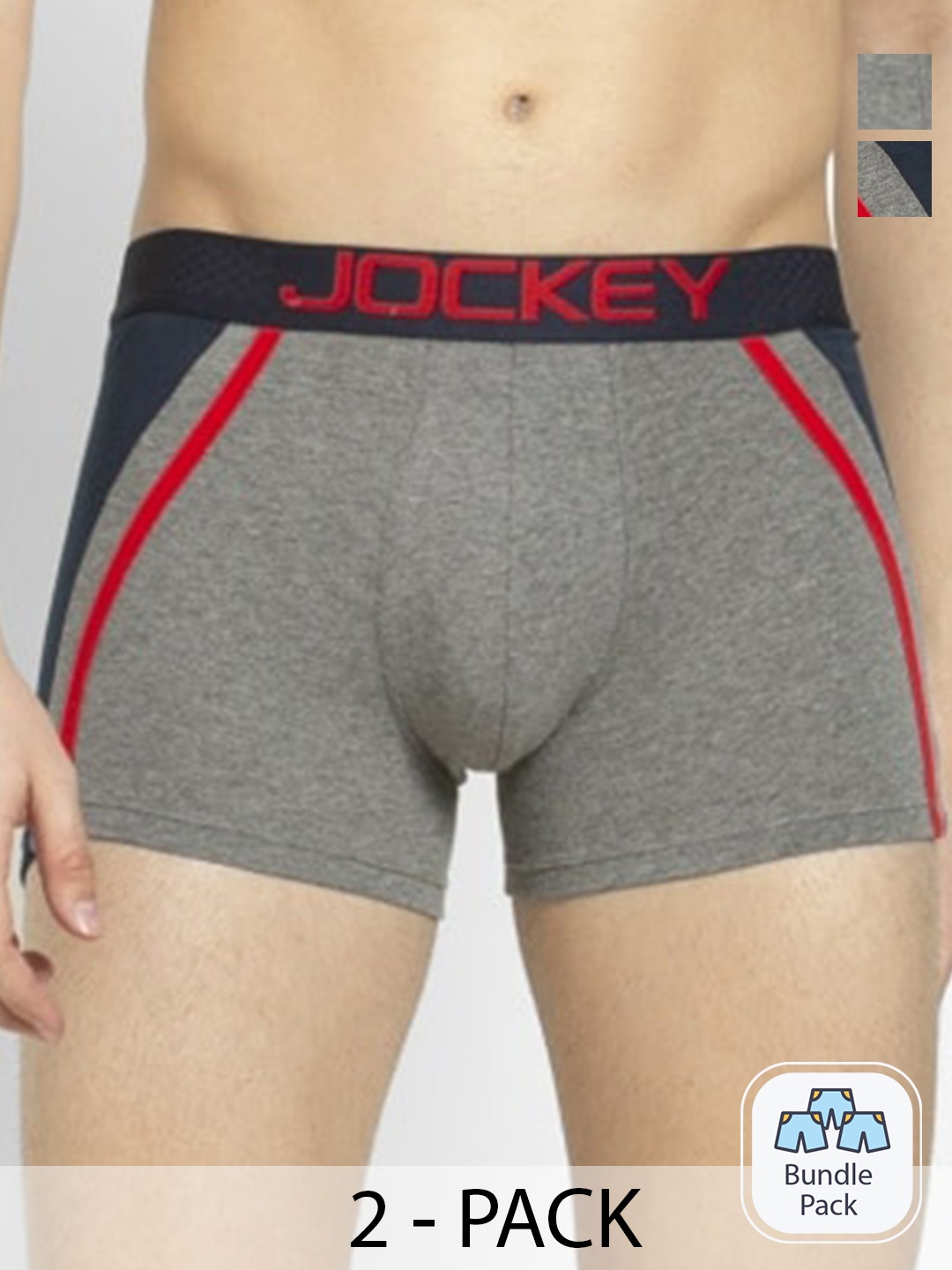 

Jockey Men Pack Of 2 Cotton Outer Elastic Trunk 10588154-2, Grey