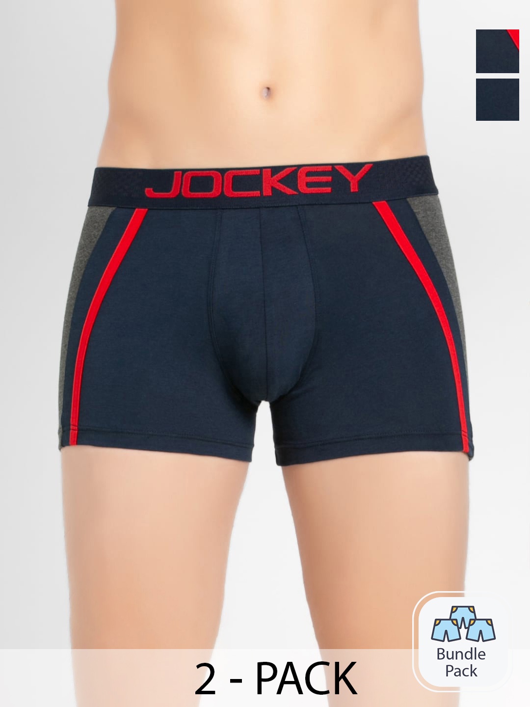 

Jockey Men Pack Of 2 Cotton Outer Elastic Trunk 11444906-2, Navy blue