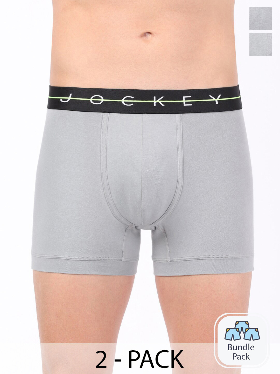 

Jockey Men Pack Of 2 Outer Elastic Trunks 18618394, Grey