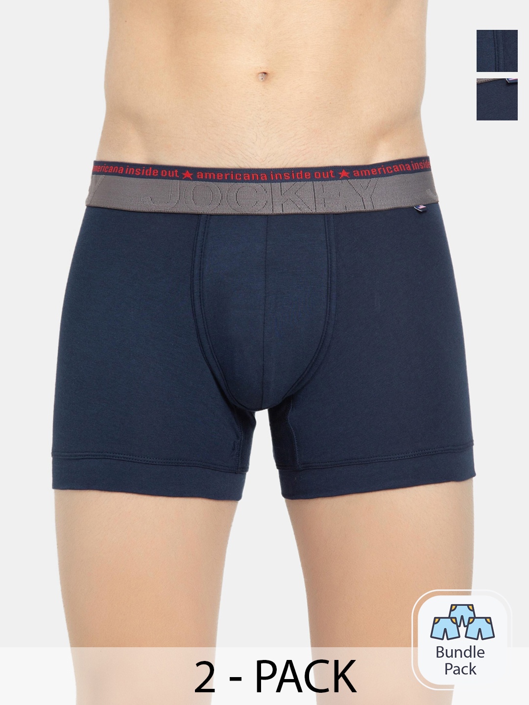 

Jockey Men Pack Of 2 Outer Elastic Trunks 14981120, Navy blue