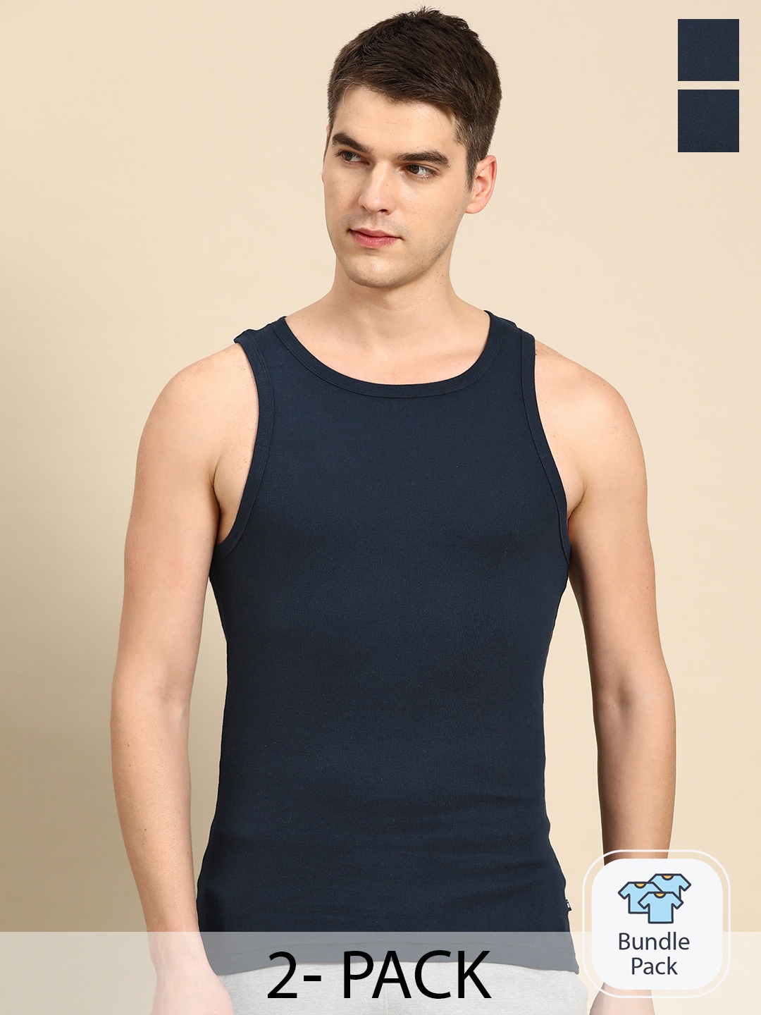 

Jockey Pack Of 2 Cotton Innerwear Vests 19685212, Navy blue