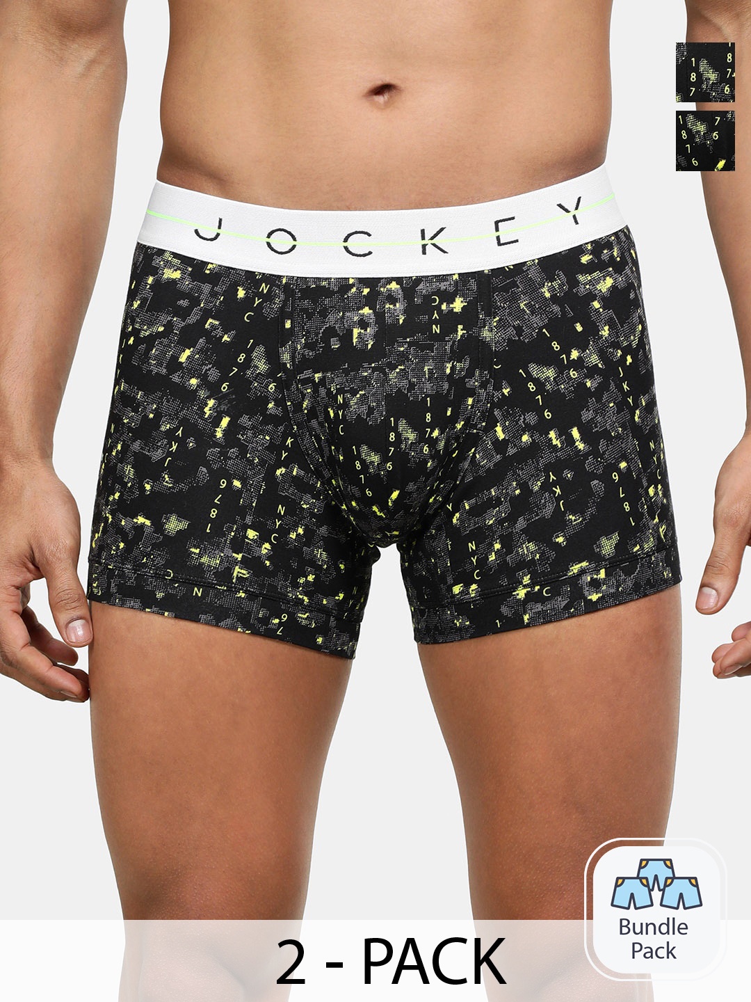 

Jockey Men Pack Of 2 Printed Trunks 19636302, Black