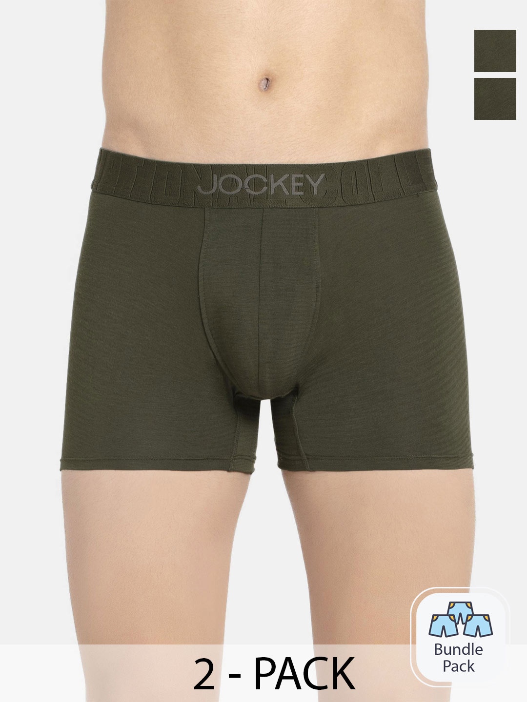 

Jockey Men Pack Of 2 Outer Elastic Trunks 14981110, Olive
