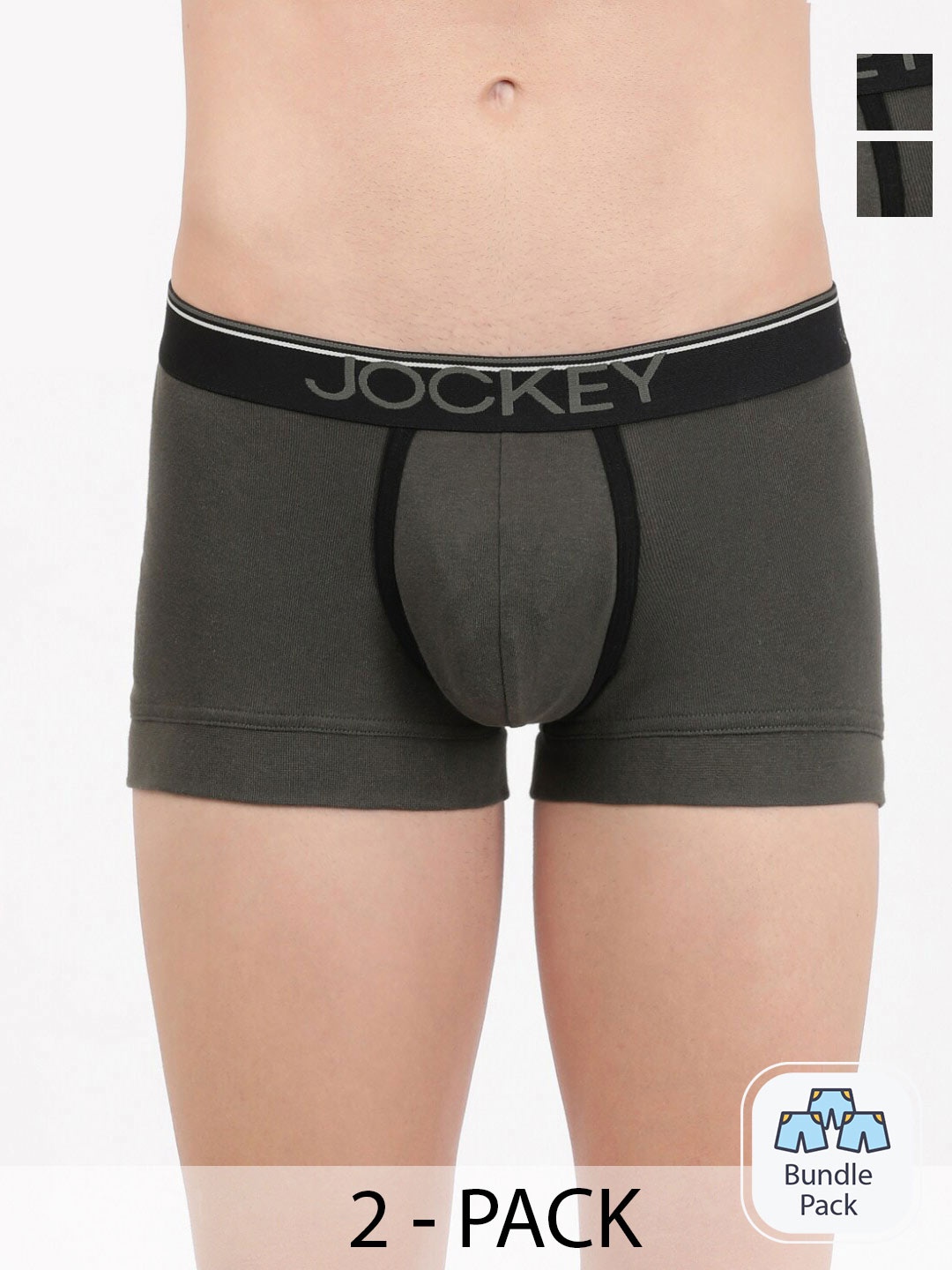 

Jockey Men Pack Of 2 Cotton Outer Elastic Trunks 16953590, Olive