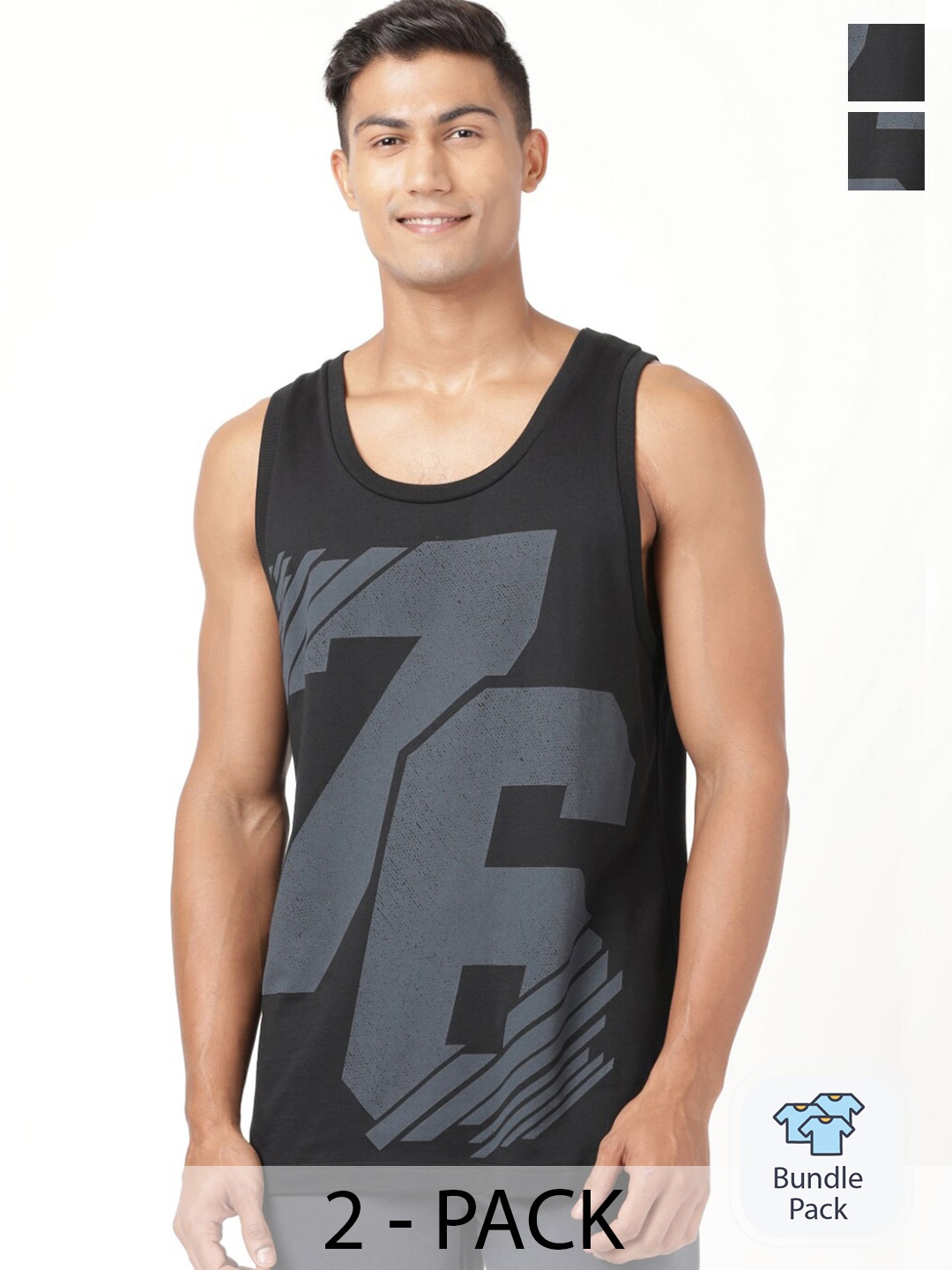 

Jockey Pack Of 2 Printed Cotton Sleeveless Tank 19525102, Black