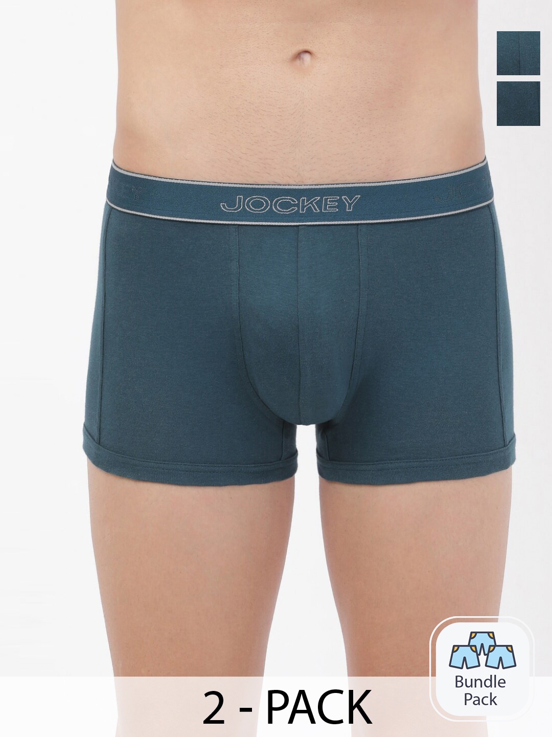 

Jockey Men Pack Of 2 Cotton Outer Elastic Trunk 18618368, Teal