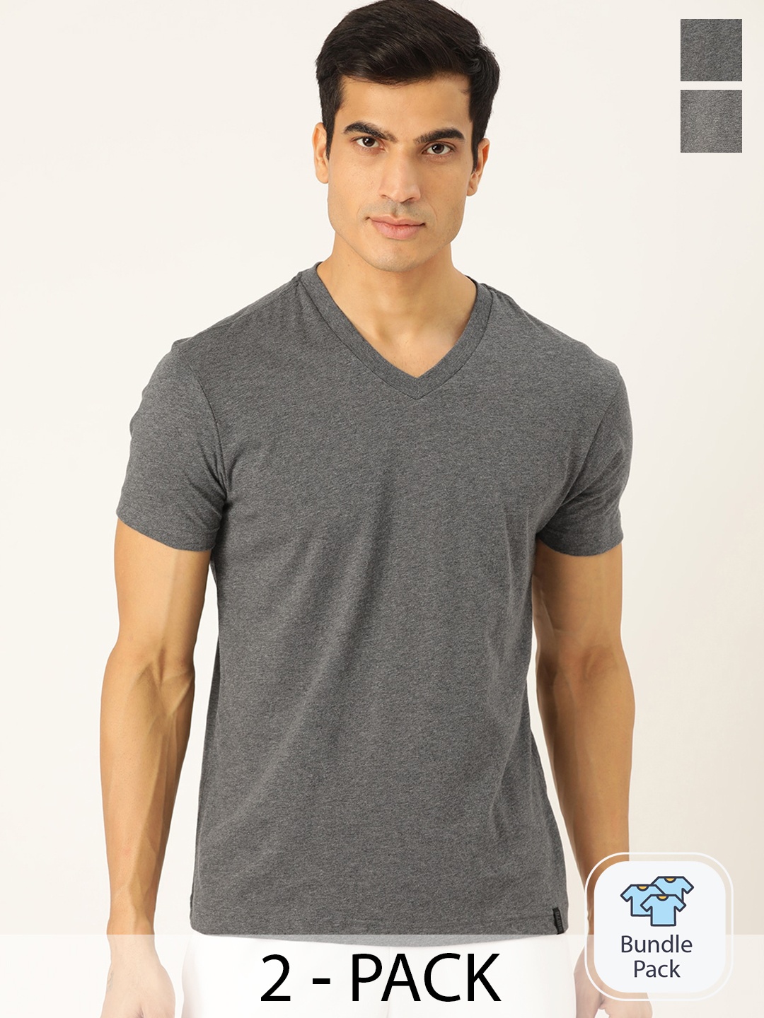 

Jockey Pack Of 2 Cotton V-Neck Lounge T-shirts 11420360, Charcoal