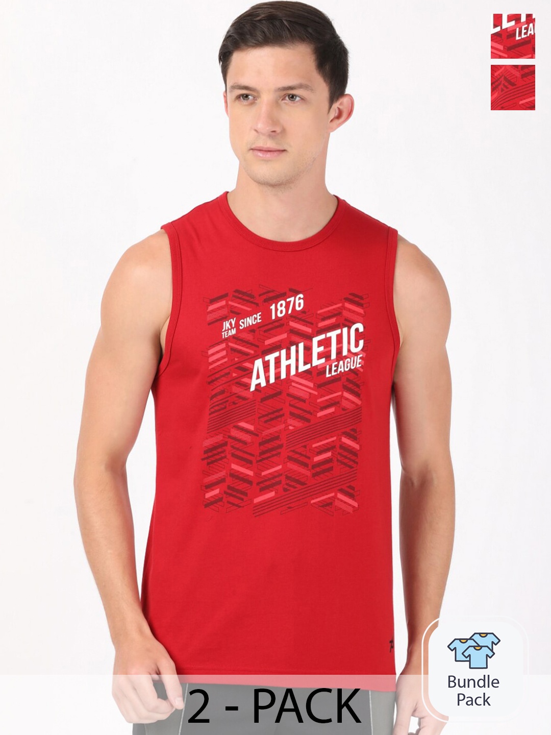 

Jockey Pack Of 2 Printed Cotton Sleeveless Lounge T-Shirts 17418518, Red