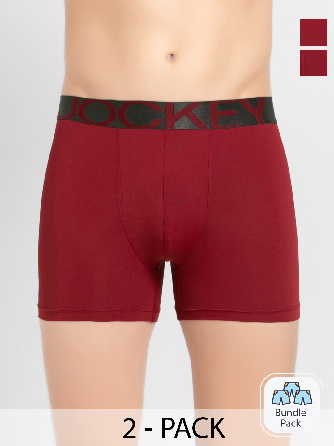 

Jockey Men Pack Of 2 Outer Elastic Trunks 11863526, Maroon
