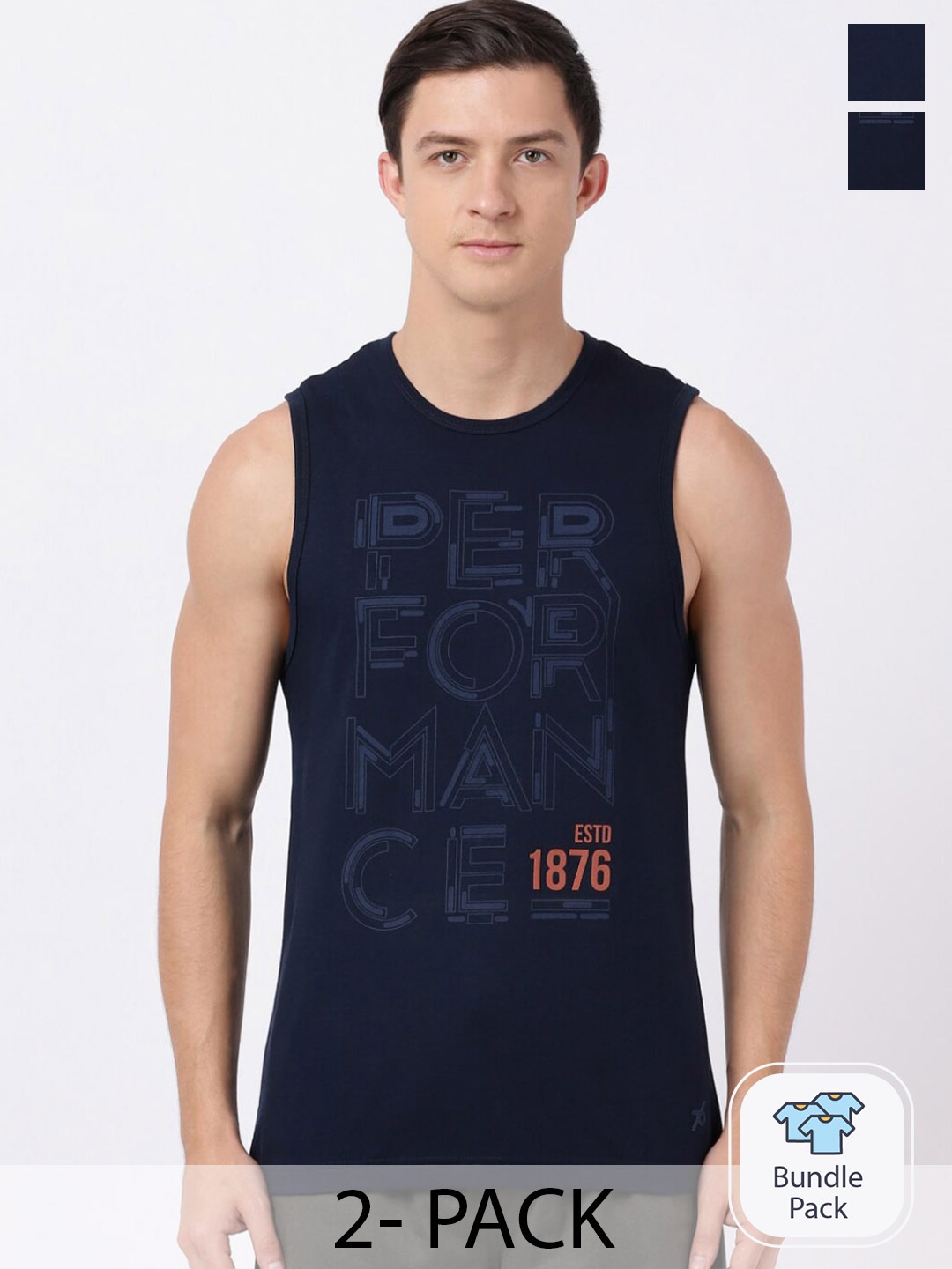 

Jockey Pack Of 2 Printed Cotton Sleeveless Lounge Tshirts 17418522, Blue