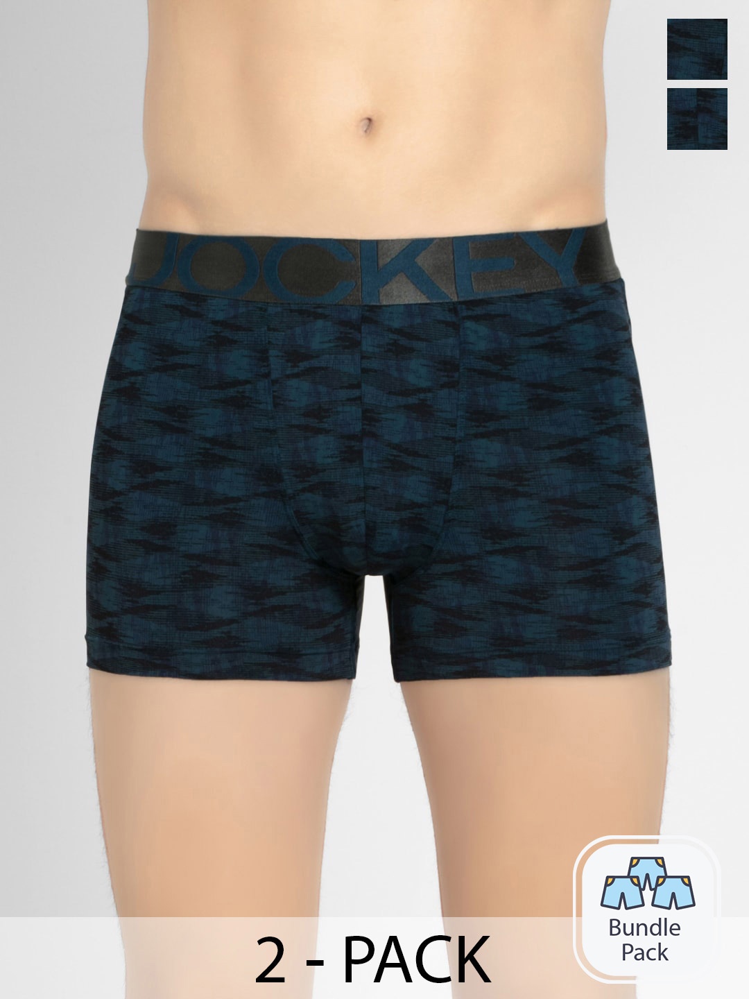 

Jockey Men Pack Of 2 Printed Outer Elastic Trunks 13929264, Blue