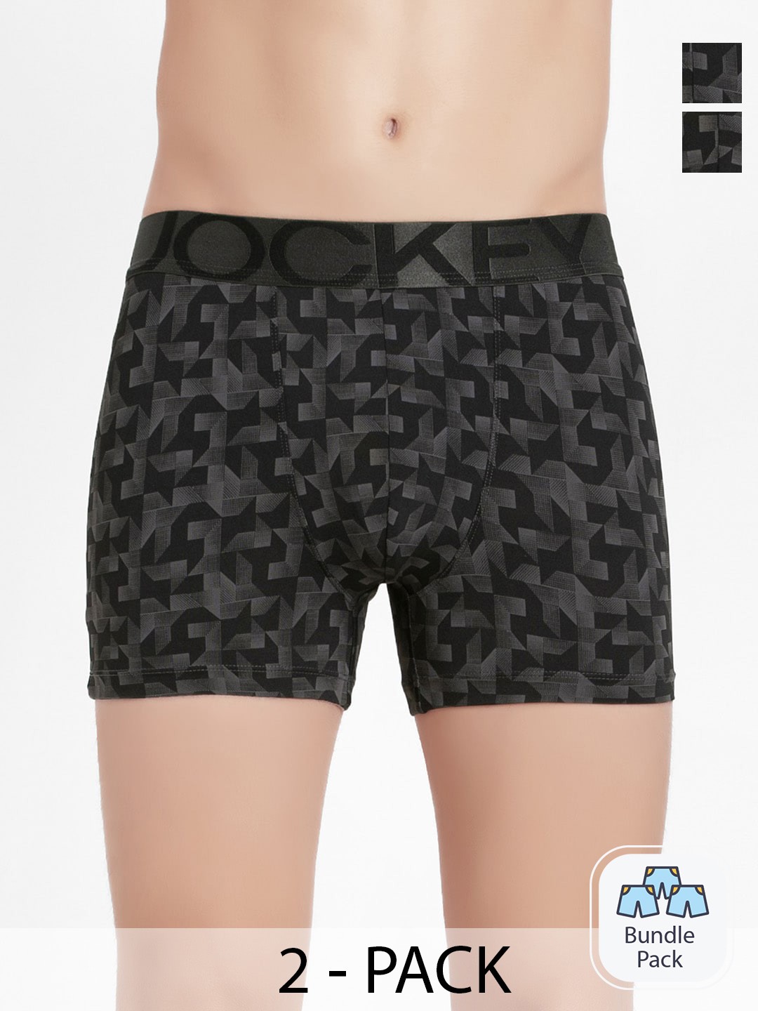 

Jockey Men Pack Of 2 Printed Outer Elastic Trunks 9107829, Grey