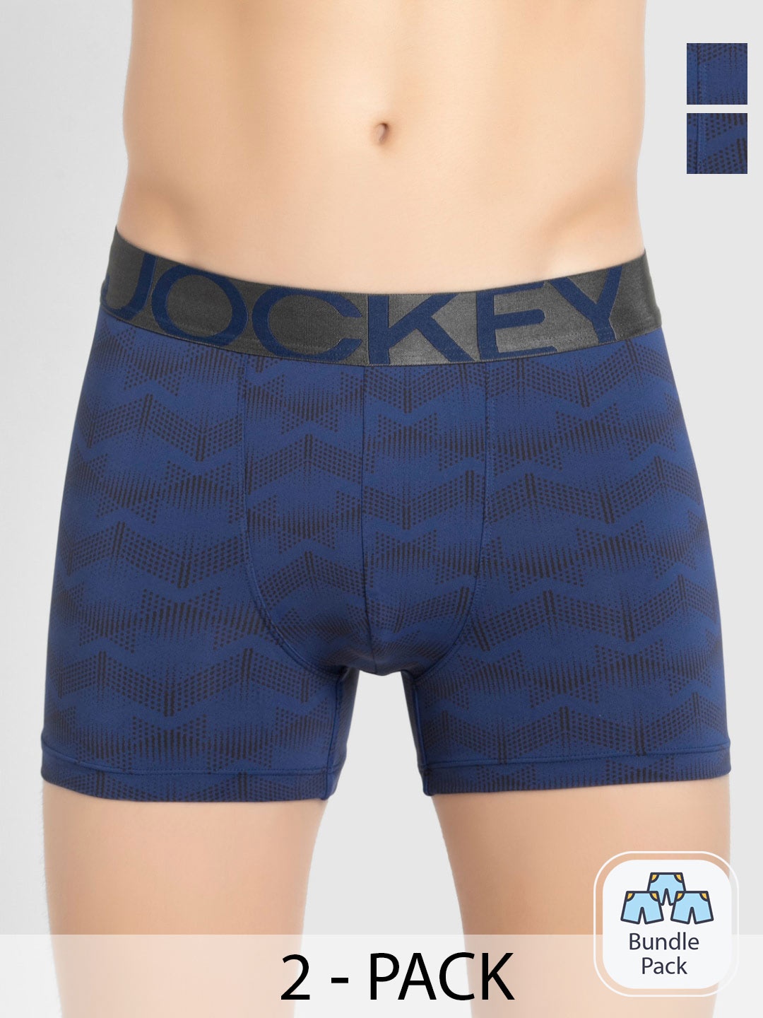 

Jockey Men Pack Of 2 Printed Outer Elastic Trunks 11863594, Navy blue