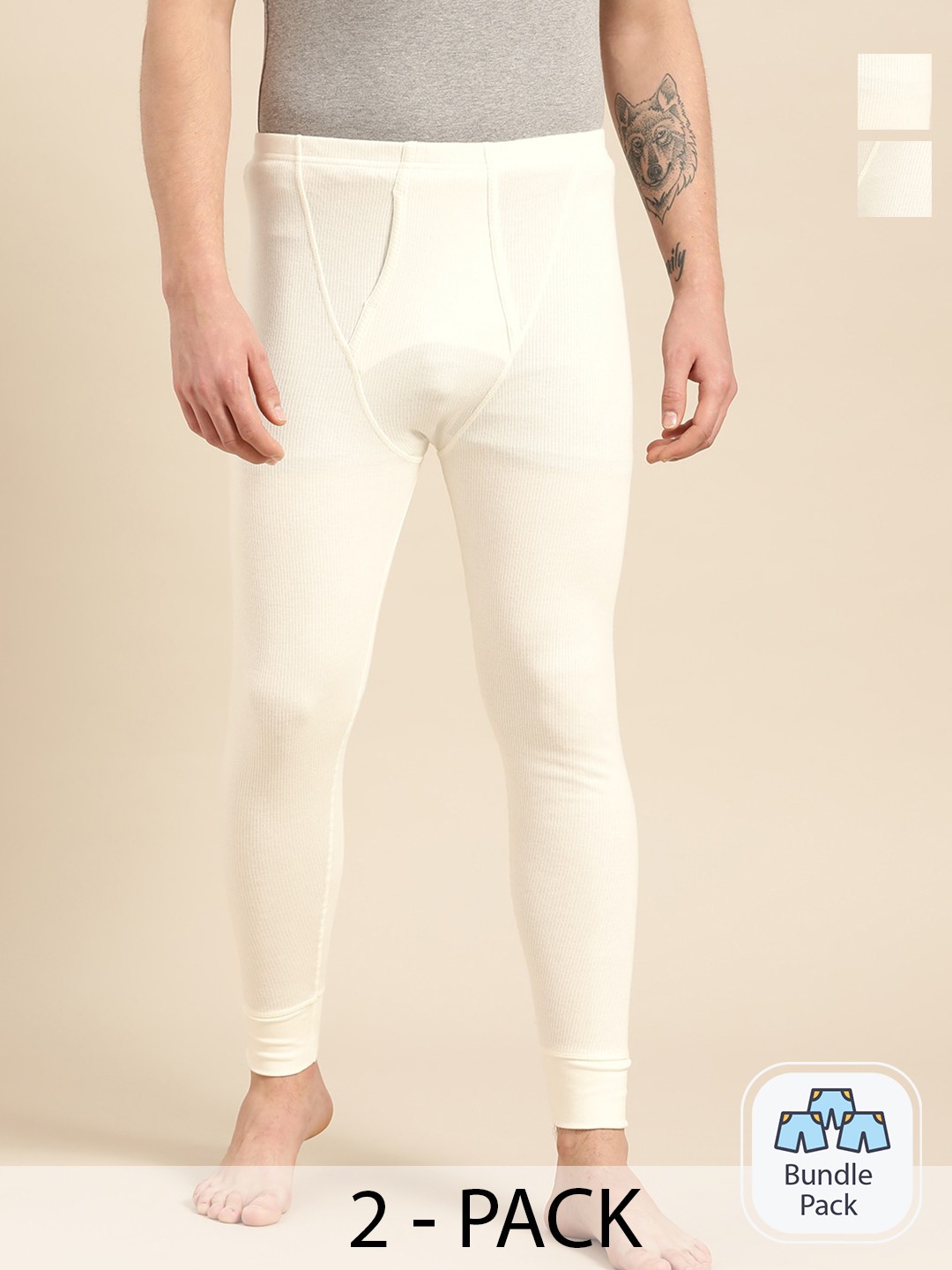 

Jockey Men Pack Of 2 Cotton Thermal Bottoms 11444922, Off white