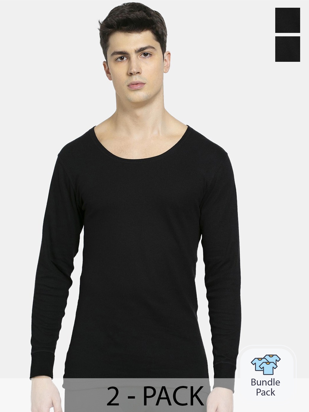 

Jockey Men Pack Of 2 Cotton Thermal Tops 14981114, Black