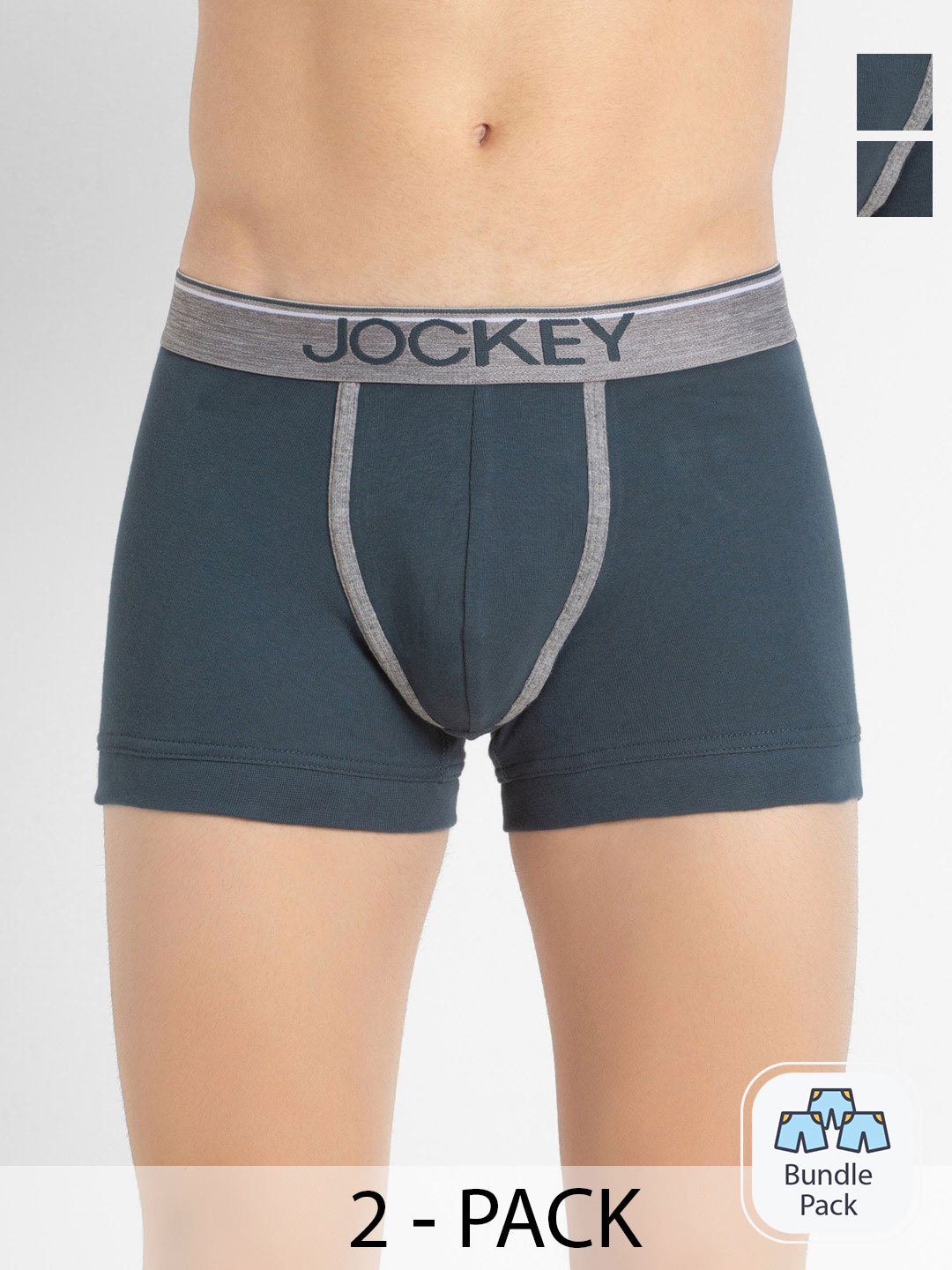 

Jockey Men Pack Of 2 Mid Rise Pure Cotton Trunk-15860740, Teal