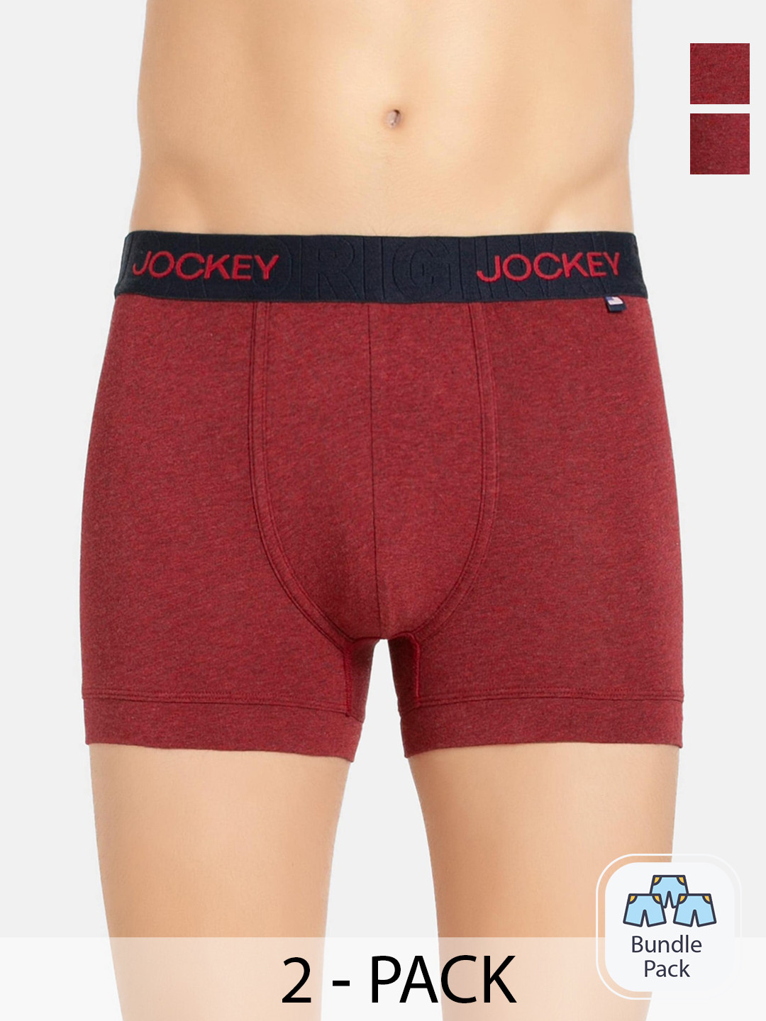 

Jockey Men Pack Of 2 Mid Rise Trunk-14981108, Red