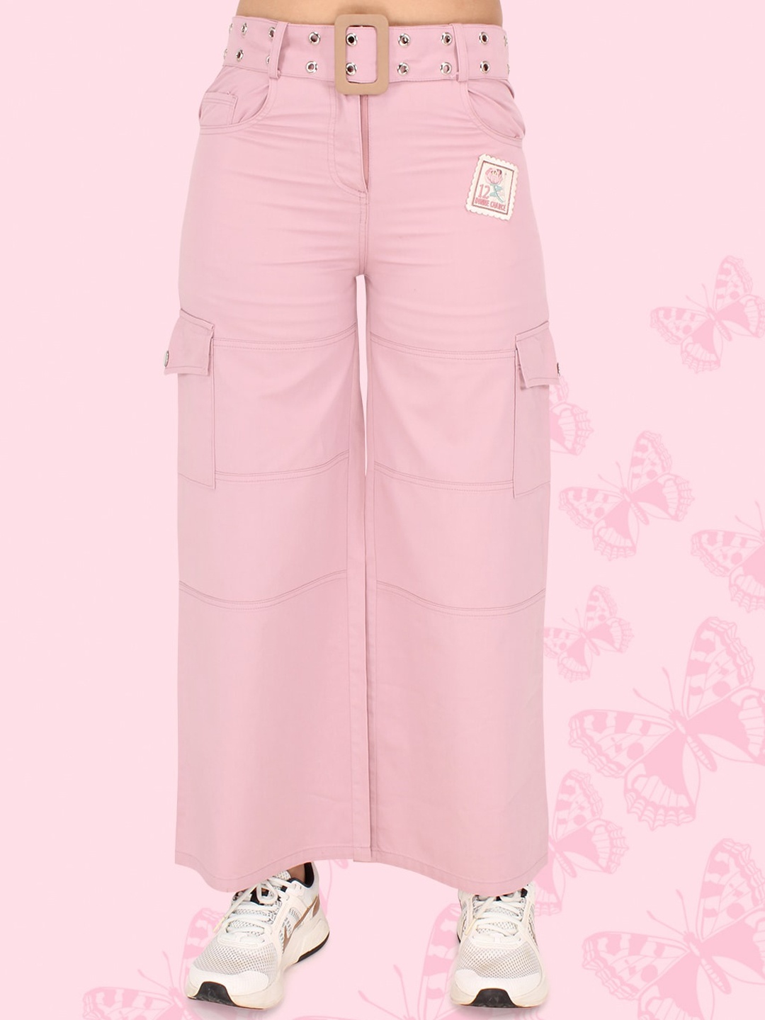 

CUTECUMBER Girls Mid-Rise Cotton Cargos, Mauve