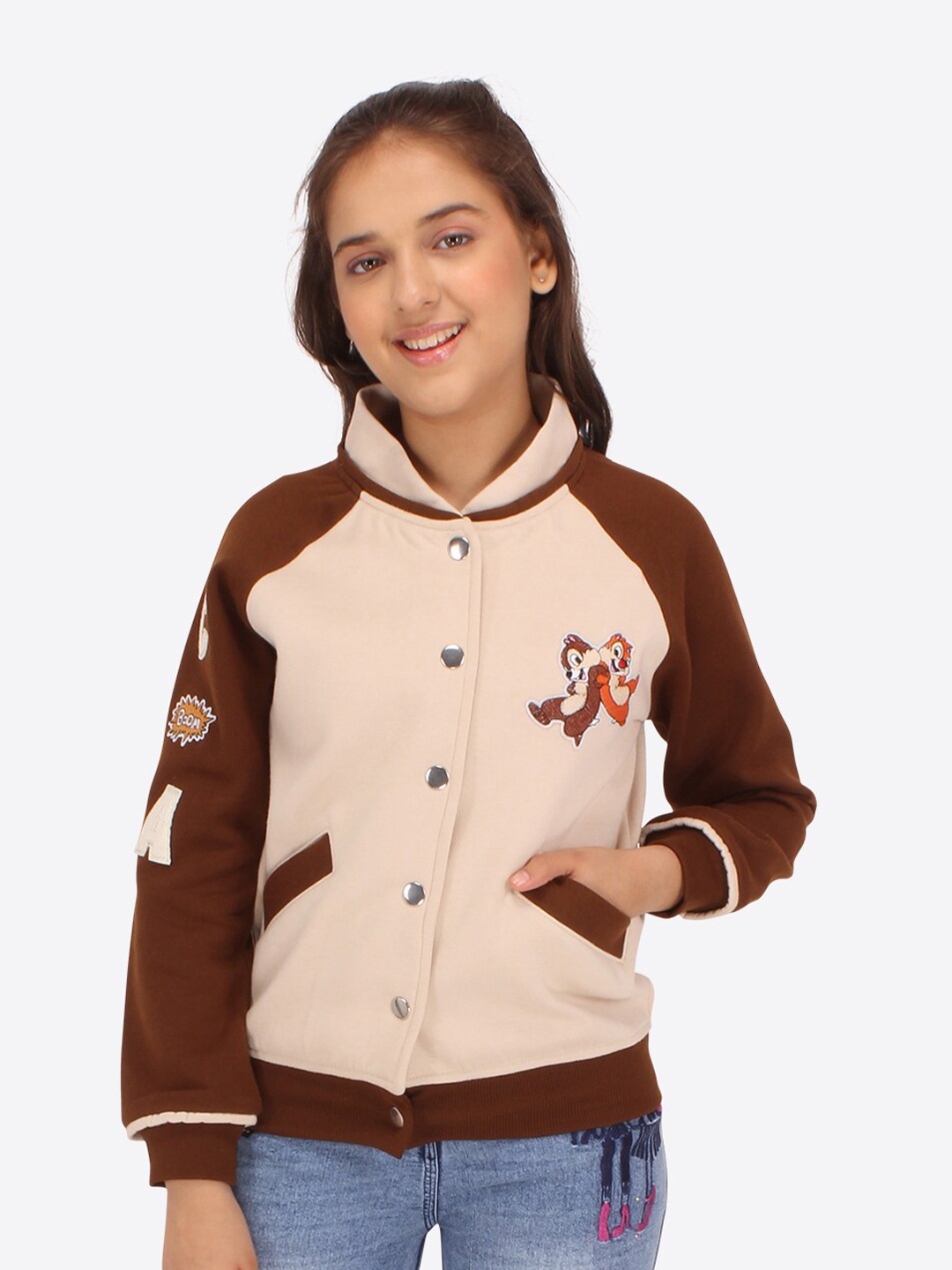 

CUTECUMBER Girls Colourblocked Fleece Sweatshirt, Brown
