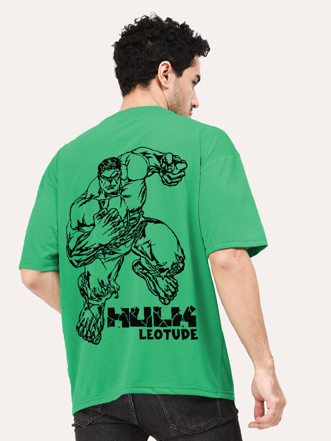 

Leotude Men Green Printed Hooded T-shirt