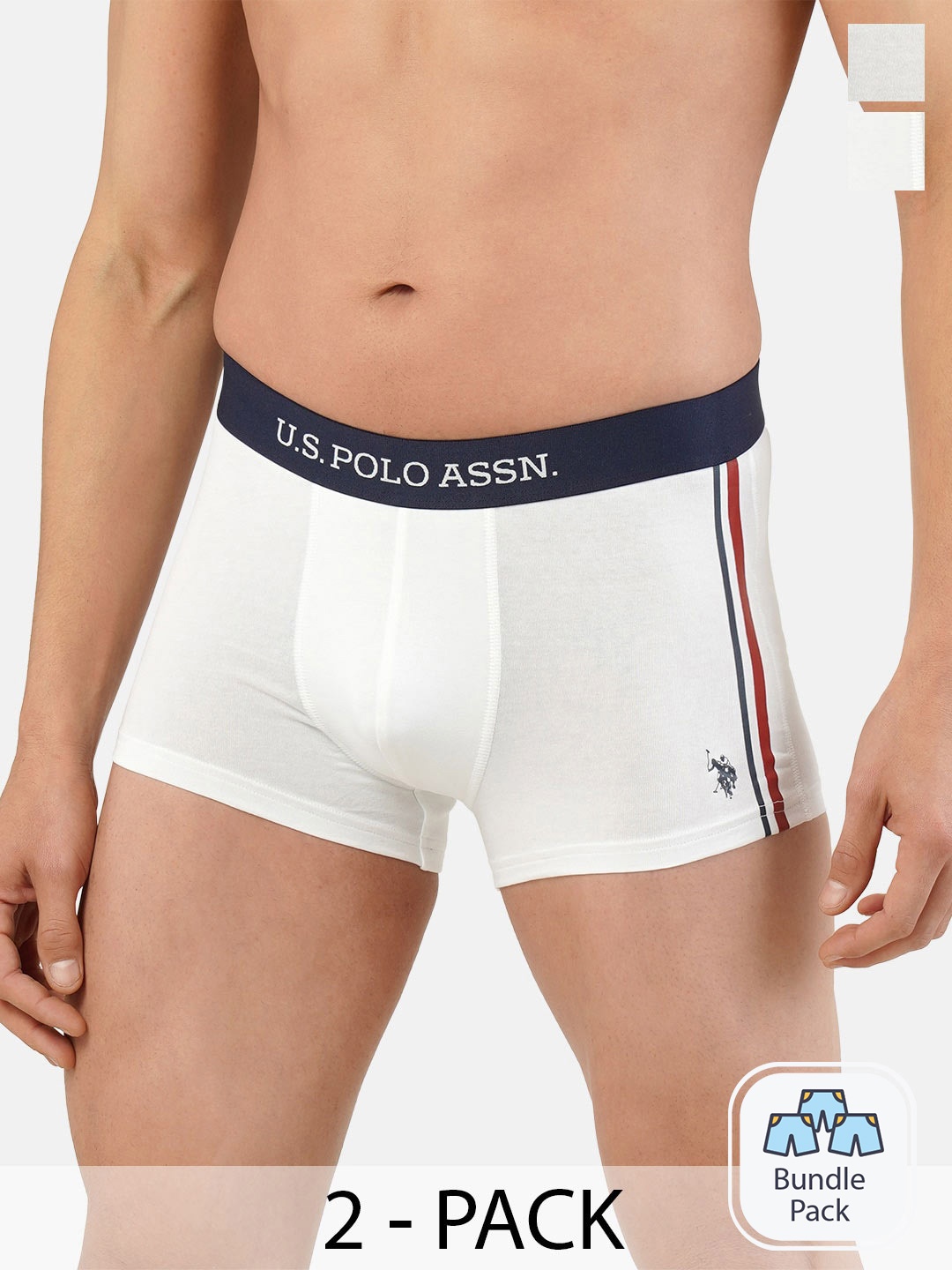 

U.S. Polo Assn. Men Pack Of 2 Mid Rise Trunk-21275908, White