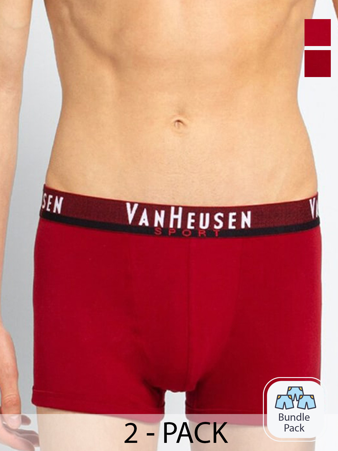 

Van Heusen Men Pack Of 2 Mid Rise Pure Cotton Trunk-12540542, Red