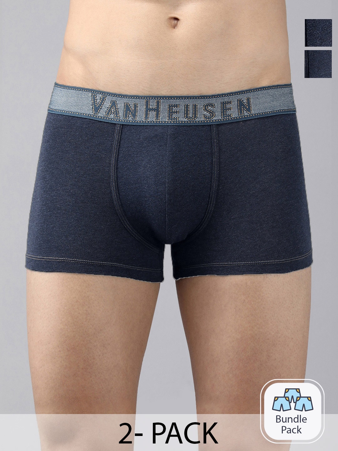 

Van Heusen Men Pack Of 2 Mid Rise Pure Cotton Trunk-16696070, Navy blue