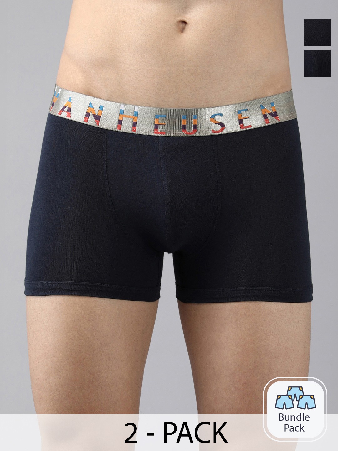 

Van Heusen Men Pack Of 2 Mid Rise Trunk-16696036, Navy blue