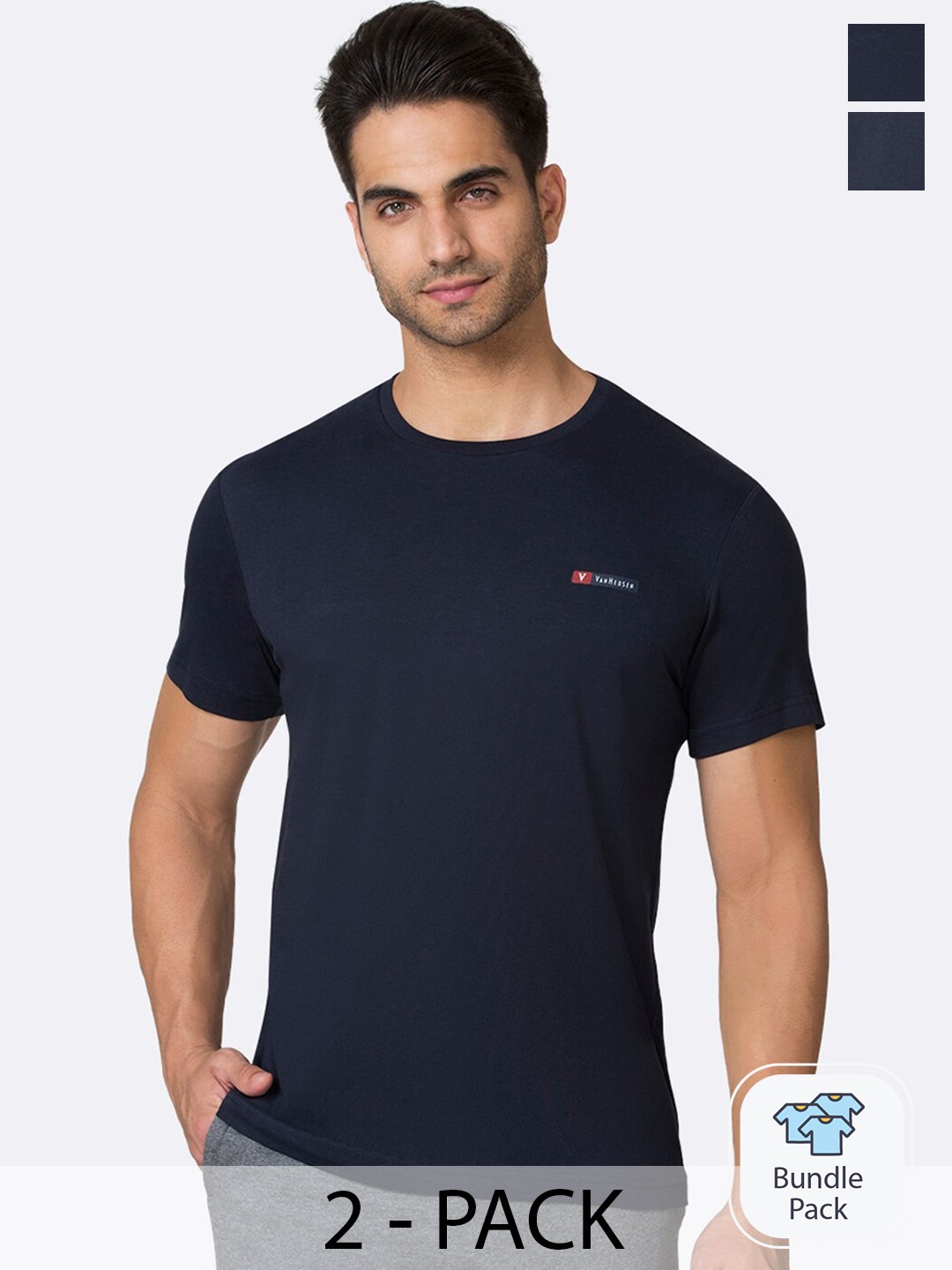 

Van Heusen Pack Of 2 Cotton Lounge T-Shirts, Navy blue