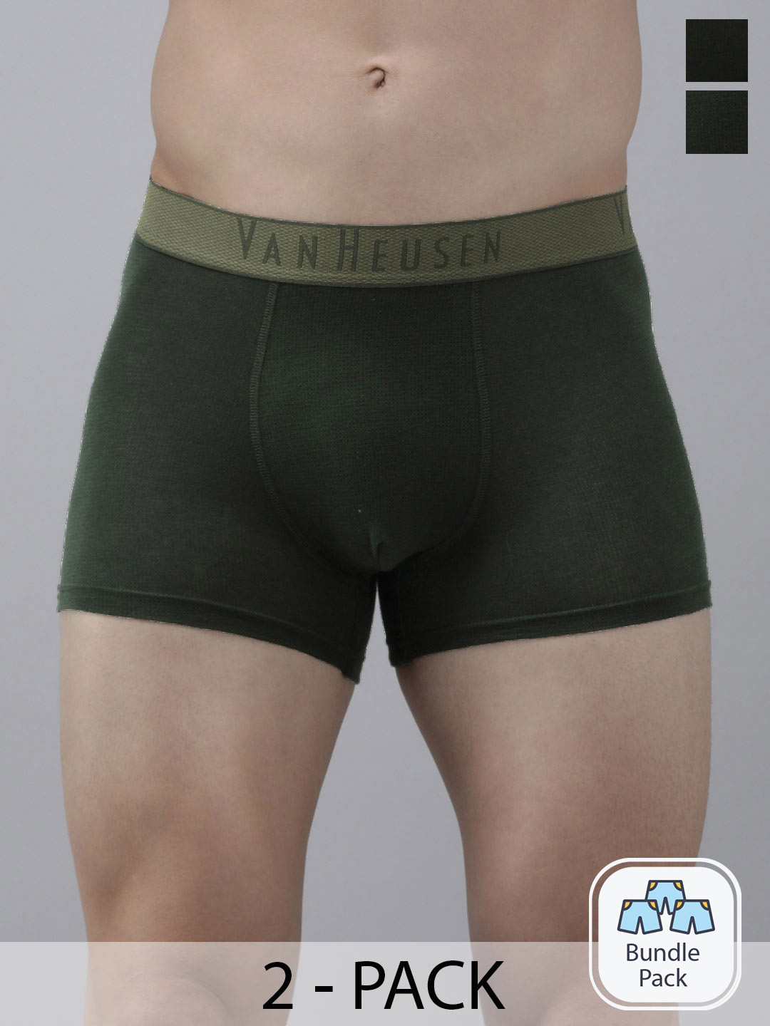 

Van Heusen Men Pack Of 2 Mid Rise Pure Cotton Trunk-22115748, Olive