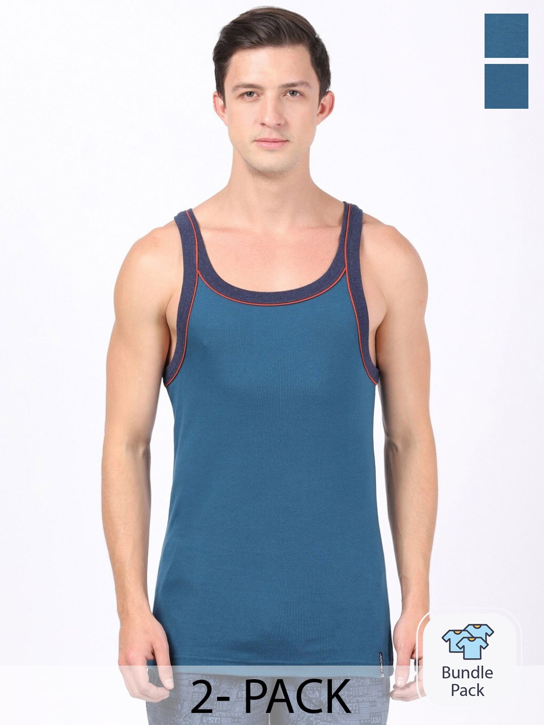 

Jockey Pack Of 2 Cotton Gym Vests, Blue