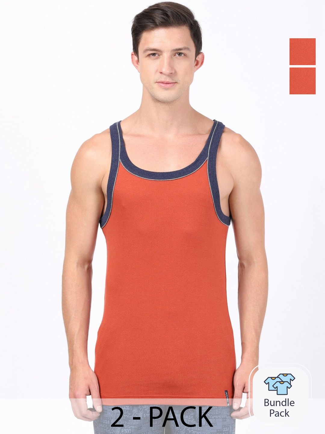

Jockey Men Pack Of 2 Sleeveless Cotton Innerwear Vests, Red