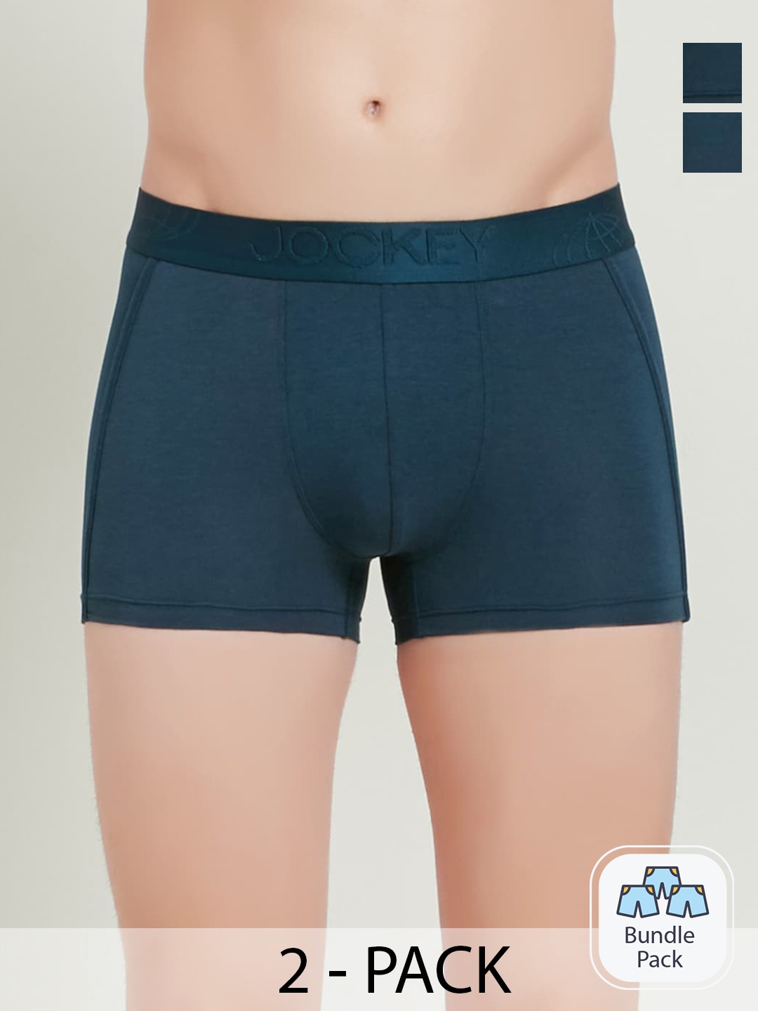 

Jockey Men Pack Of 2 Outer Elastic Trunk 10799606-2, Teal