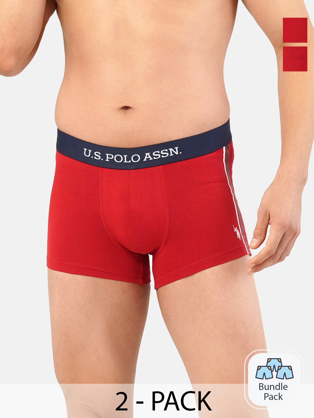 

U.S. Polo Assn. Men Pack Of 2 Outer Elastic Trunk 21275946-2, Red