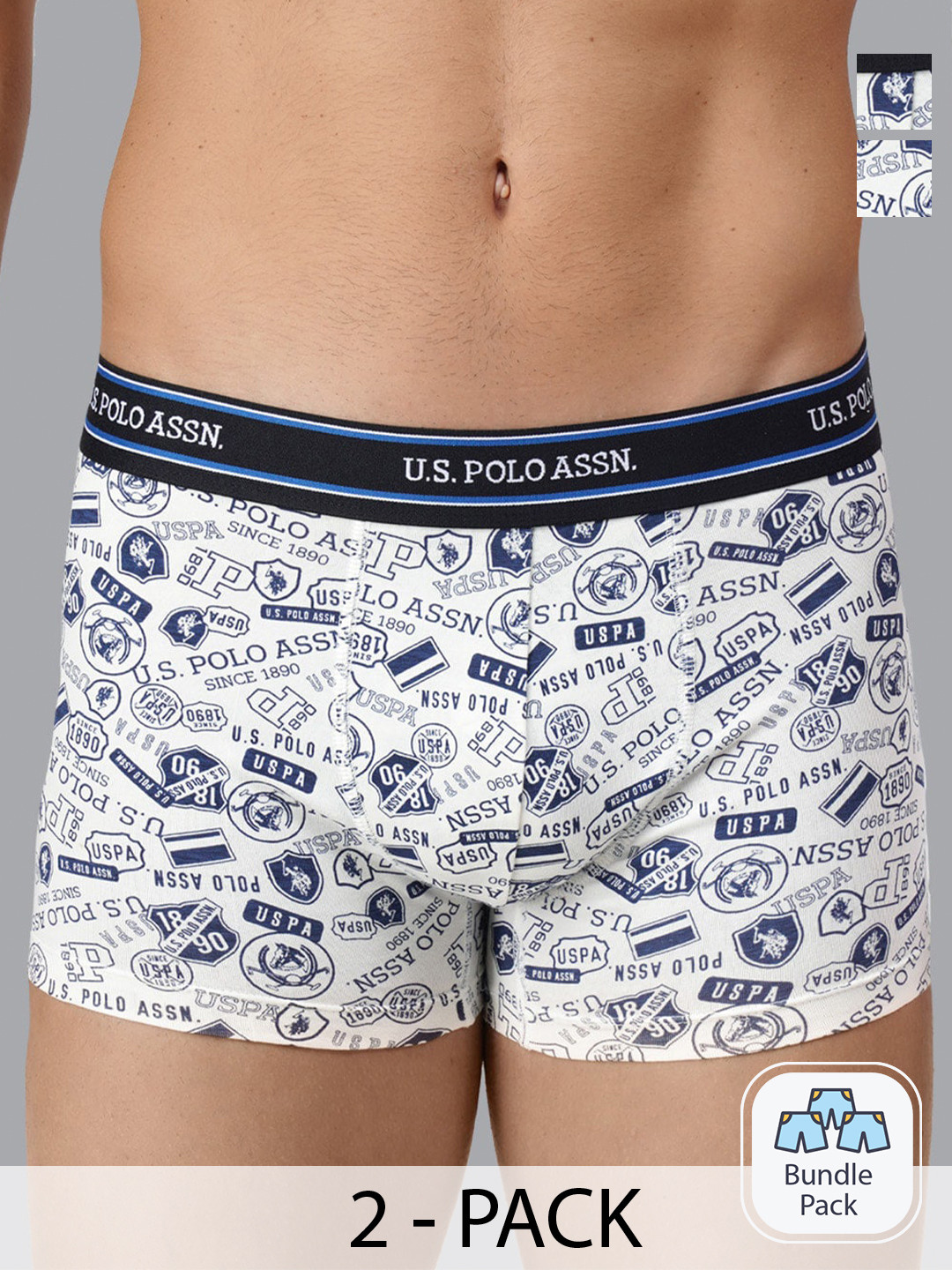 

U.S. Polo Assn. Men Pack Of 2 Outer Elastic Cotton Trunk 20416334-2, White