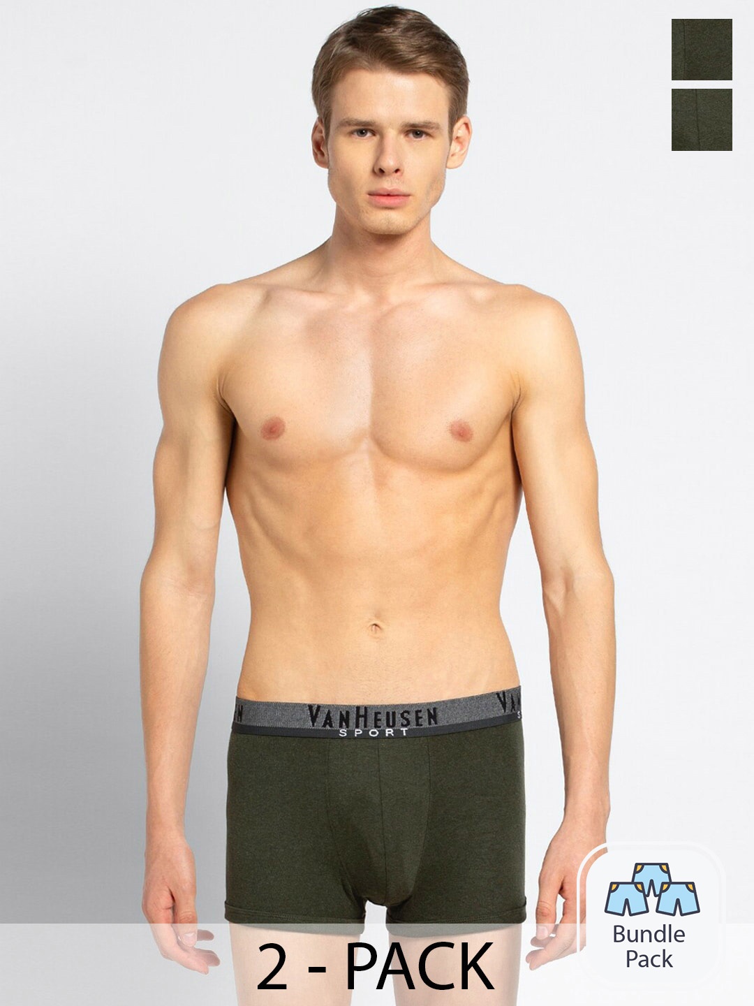 

Van Heusen Men Pack Of 2 Outer Elastic Cotton Trunk 12540528-2, Green