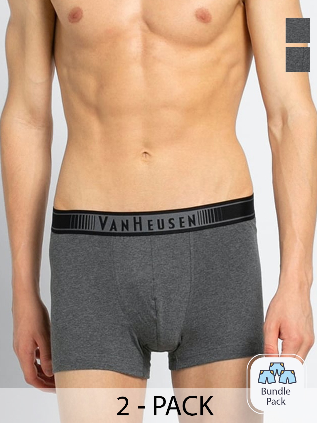

Van Heusen Men Pack Of 2 Outer Elastic Cotton Trunk 12540354-2, Grey