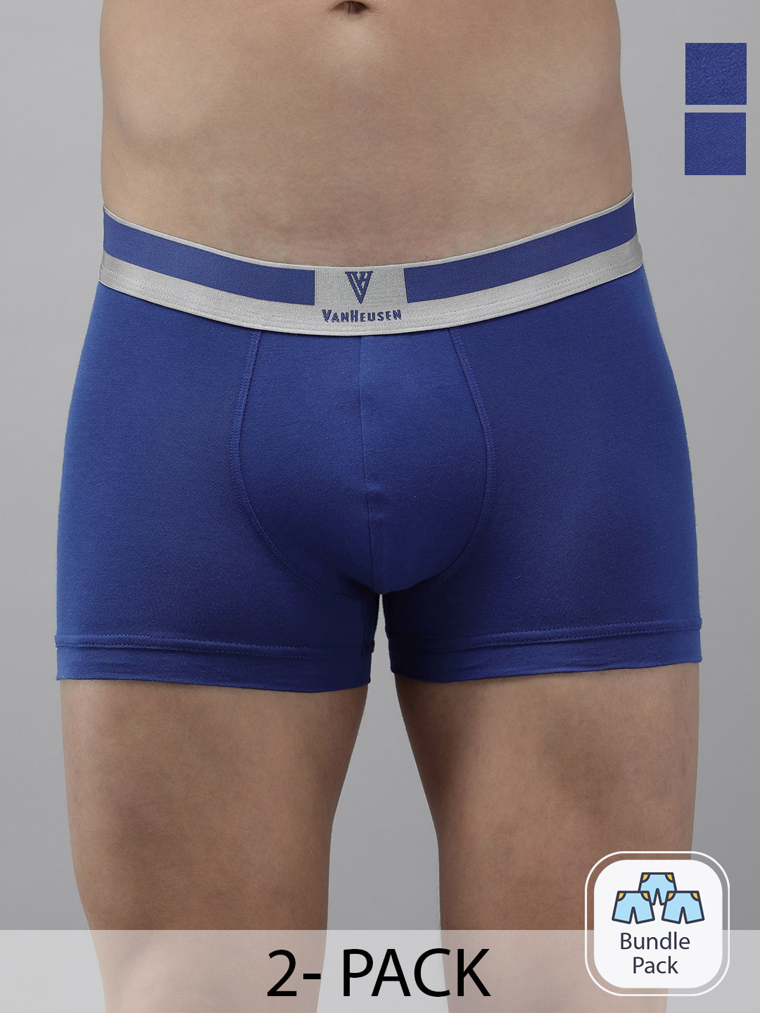 

Van Heusen Men Pack Of 2 Outer Elastic Cotton Trunk 21585764-2, Blue
