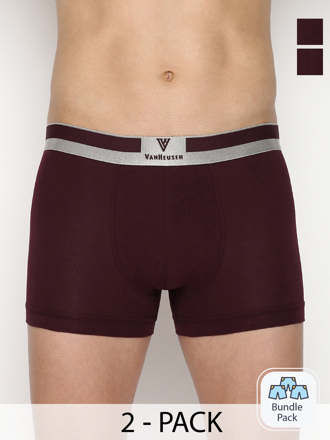 

Van Heusen Men Pack Of 2 Outer Elastic Cotton Trunk 22467276-2, Maroon