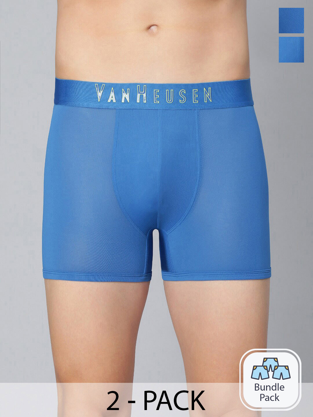 

Van Heusen Men Pack Of 2 Outer Elastic Cotton Trunk 24762716-2, Blue