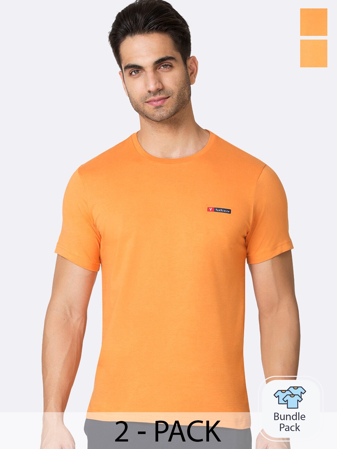 

Van Heusen Pack Of 2 Short Sleeves Cotton Lounge Tshirts, Orange