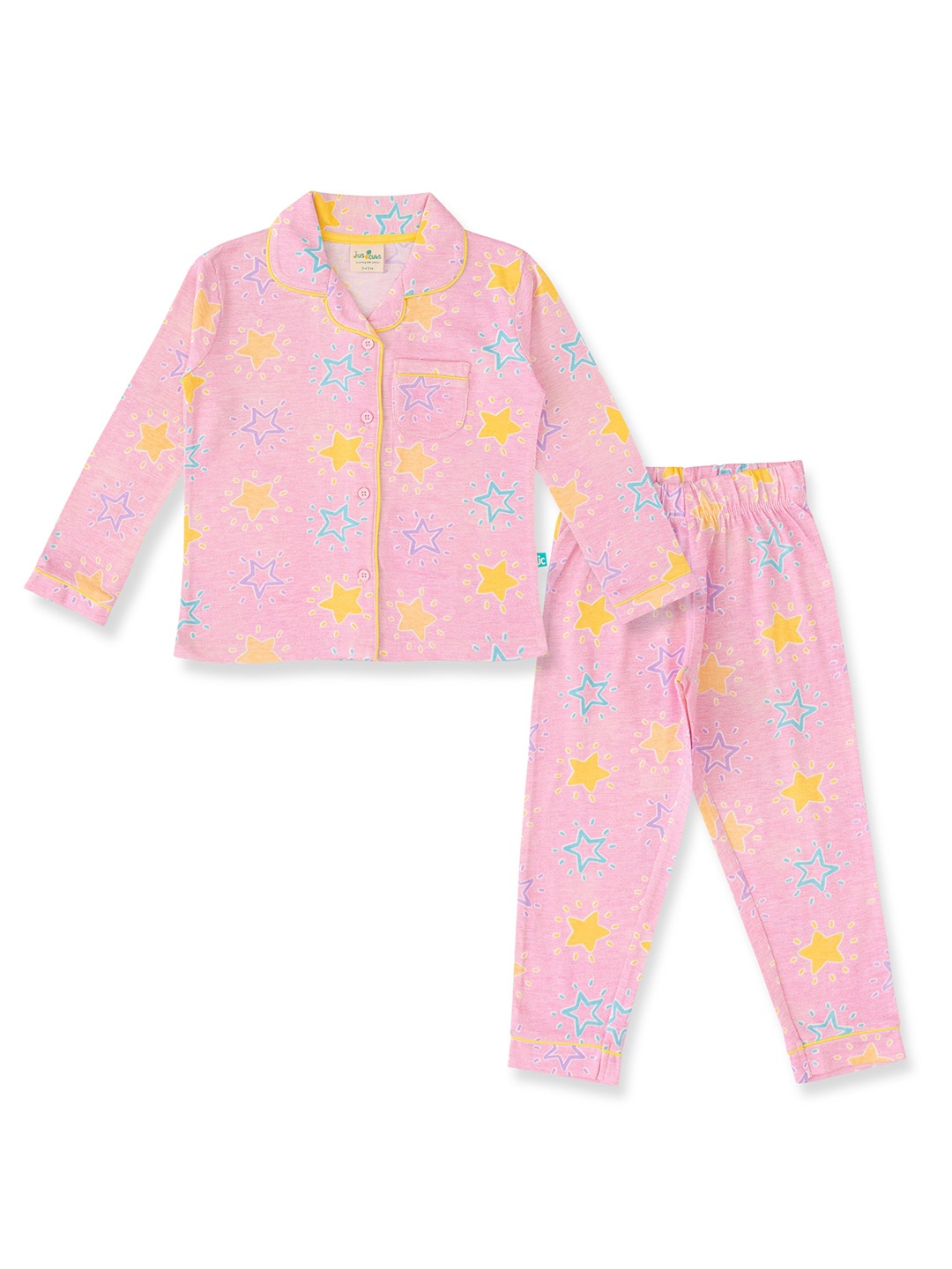 

JusCubs Girls Pure Cotton Floral Printed Shirt & Pyjamas Night Suit, Pink