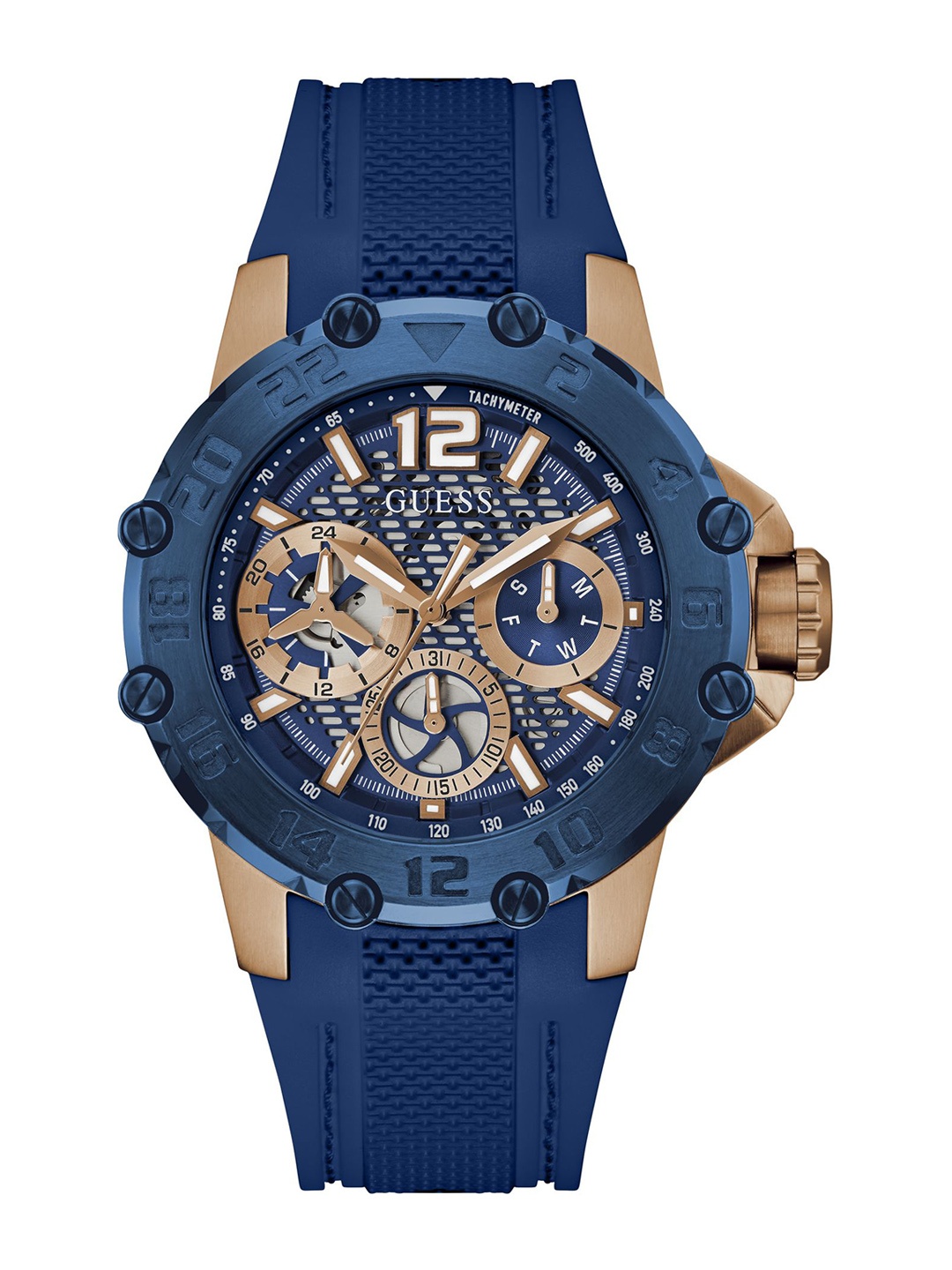 

GUESS Men Embellished Dial & Straps Analogue Watch GW0640G3, Blue