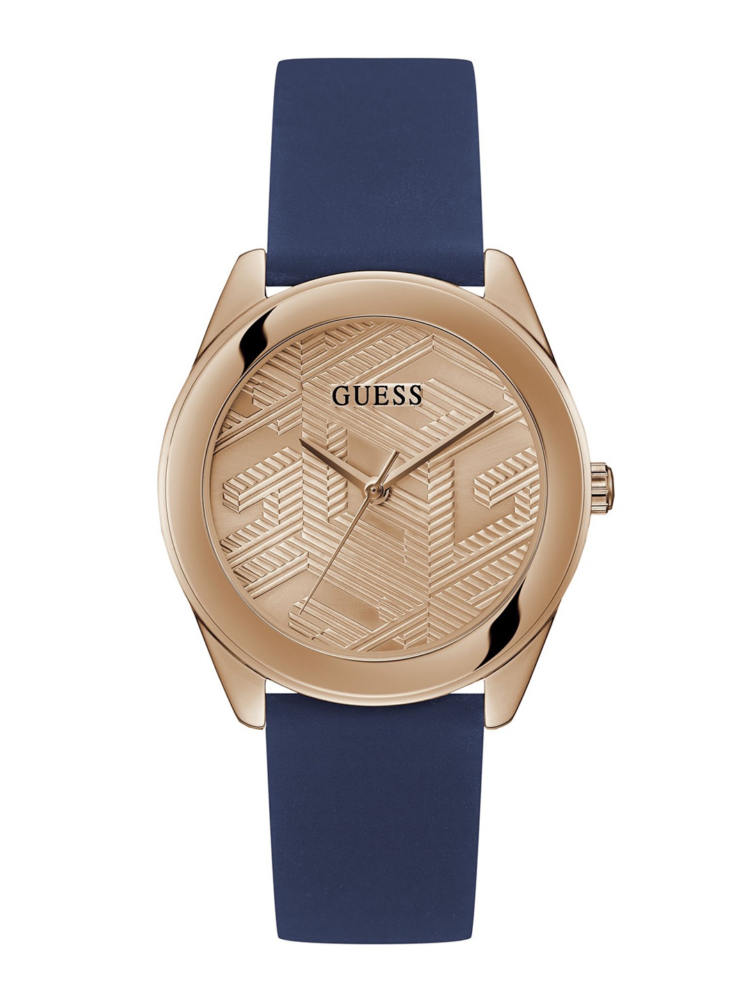 

GUESS Women Textured Dial & Silicon Straps Analogue Watch GW0665L2, Rose gold