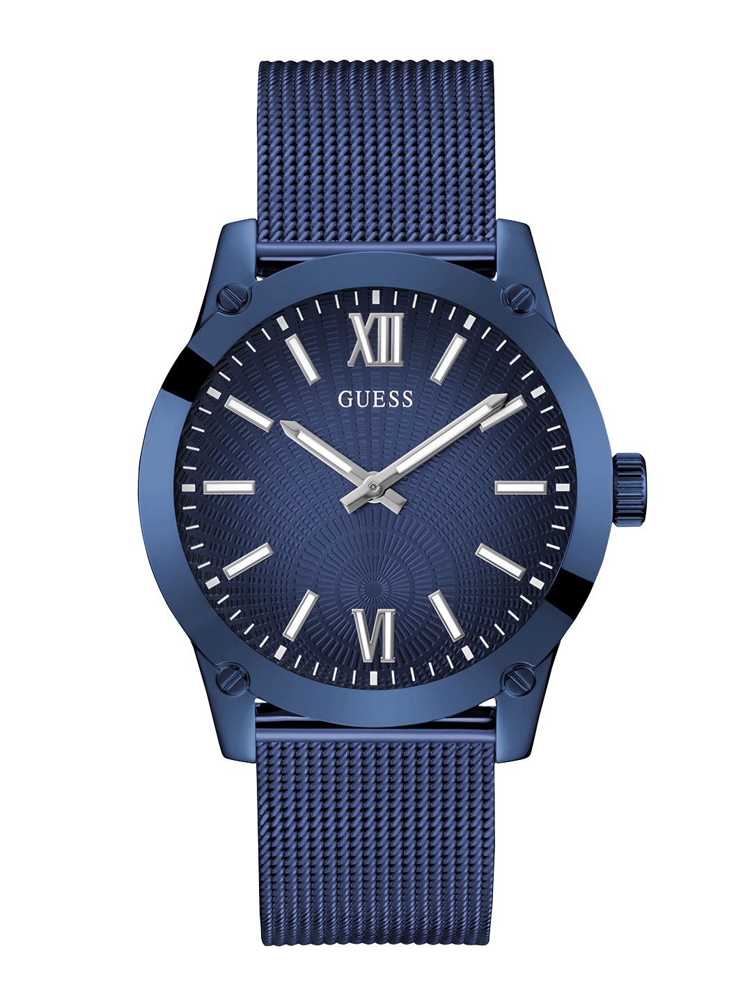 

GUESS Men Textured Dial & Stainless Steel Straps Analogue Watch GW0629G3, Blue