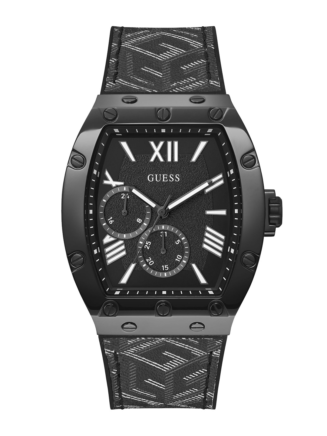 

GUESS Men Leather Textured Straps Analogue Watch GW0645G2, Black