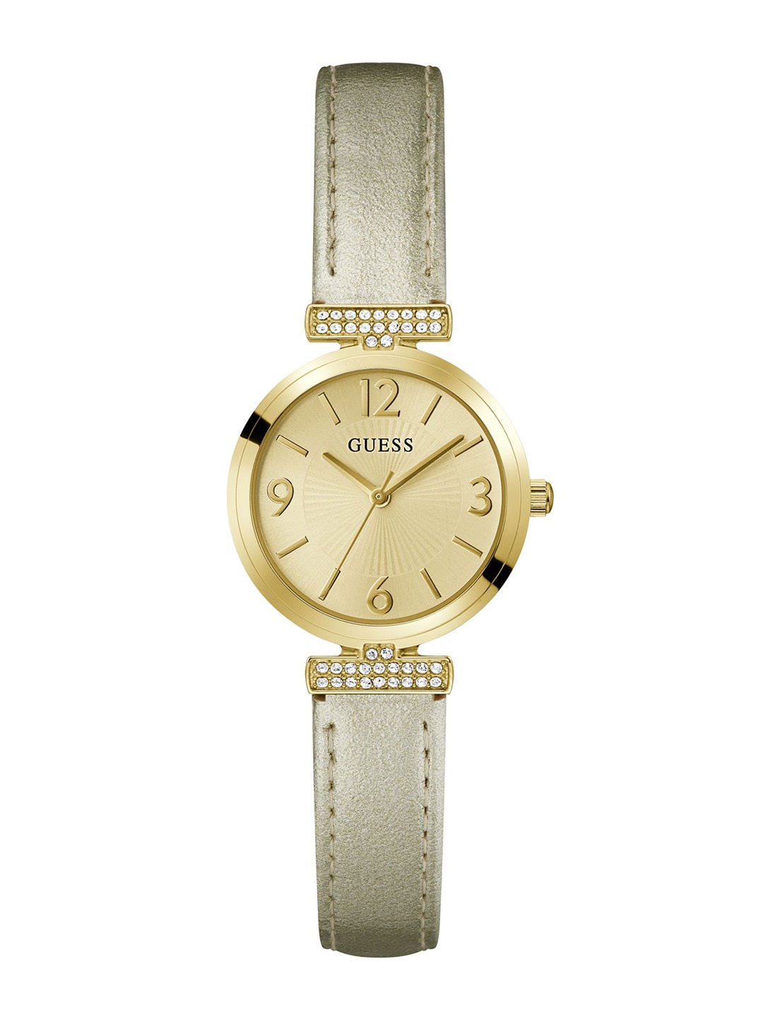

GUESS Women Toned Leather Straps Analogue Watch GW0614L2, Champagne